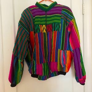 Vintage 80s Guatemalan patchwork bomber jacket